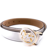 MICHAEL KORS BELT WHITE ROUND MK LOGO GOLD & WHITE BUCKLE~556361C SIZE XL