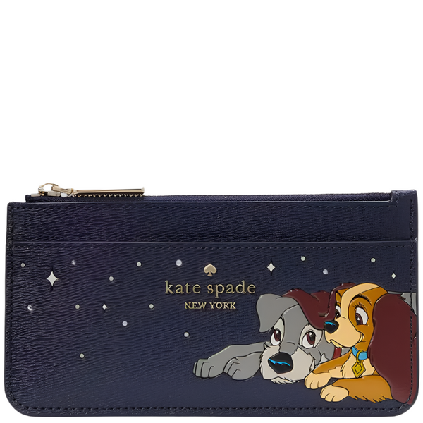 KATE SPADE DISNEY X KATE SPADE NEW YORK LADY AND THE TRAMP LARGE CARD HOLDER PARISIAN NAVY MULTI KH620