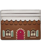 KATE SPADE CARD CASE GINGERBREAD HOUSE LEATHER SMALL SLIM CARD HOLDER K9334 960 (BROWN MULTICOLOR)