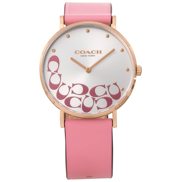 COACH BOXED PERRY QUARTZ WATCH, WOMEN'S, 14504135, ANALOG, SILVER AND PINK 36MM