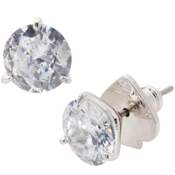 KATE SPADE BRILLIANT STATEMENTS TRI-PRONG STUDS WBRUI081 CLEAR/SILVER
