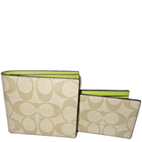 COACH 3-IN-1 WALLET IN SIGNATURE CANVAS KHAKI/KEY LIME 74993