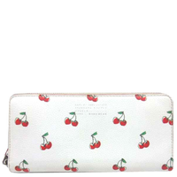 MARC JACOBS FRUIT TOMOKO WALLET MARC BY MARC JACOBS LONG WALLET ROUND ZIPPER LEATHER SLIM ZIP AROUND OFF-WHITE CHERRY PRINT M0007730
