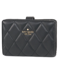 KATE SPADE CAREY SMOOTH QUILTED LEATHER MEDIUM COMPACT BIFOLD WALLET IN BLACK KG424