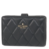 KATE SPADE CAREY SMOOTH QUILTED LEATHER MEDIUM COMPACT BIFOLD WALLET IN BLACK KG424