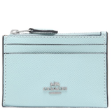 COACH MINI SKINNY ID CASE IN CROSSGRAIN LEATHER LIGHT BLUE WATERFALL 88250