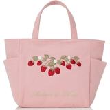 MAISON DE FLEUR FROM JAPAN STRAWBERRY EMBROIDERED TOTE BAG PINK