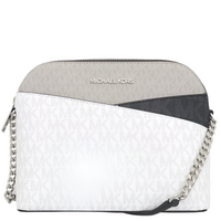 MICHAEL KORS JET SET TRAVEL COLOR-BLOCK SIGNATURE LOGO CROSSBODY BAG 35S5STVC6B OPTIC WHITE MULTI