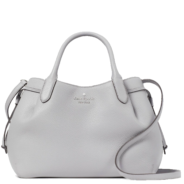 KATE SPADE DUMPLING PEBBLED LEATHER LARGE TRIPLE COMPARTMENT SATCHEL MOUNTAIN GREY K8134