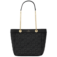 KATE SPADE - SPADE FLOWER QUILTED FABRIC MEDIUM TOTE BLACK KK156