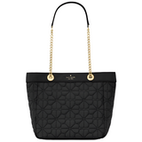 KATE SPADE - SPADE FLOWER QUILTED FABRIC MEDIUM TOTE BLACK KK156