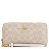 COACH LONG ZIP AROUND WALLET IN SIGNATURE CANVAS CW778 SAND / CHALK