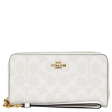 COACH LONG ZIP AROUND WALLET IN SIGNATURE CANVAS C4452 CHALK / GLACIERWHITE