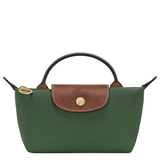 LONGCHAMP LE PLIAGE NYLON POUCH & COSMETIC BAG WITH HANDLE 34175 919 P95/VERT-ANGIAIS/GREEN L34175