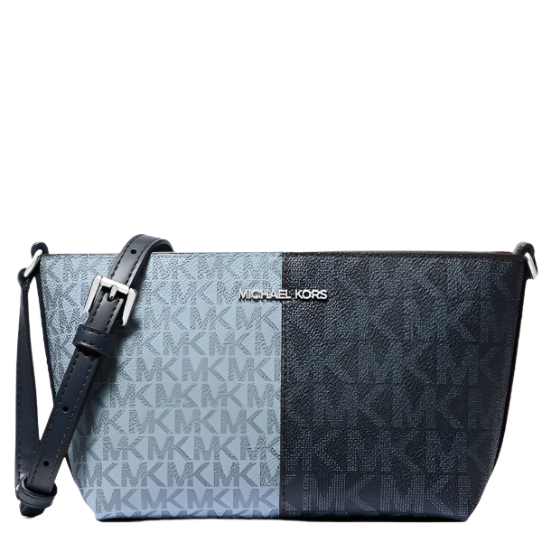 MICHAEL KORS JET SET TRAVEL SMALL TWO-TONE LOGO CROSSBODY BAG NAVY MULTI 35F4STVC1B