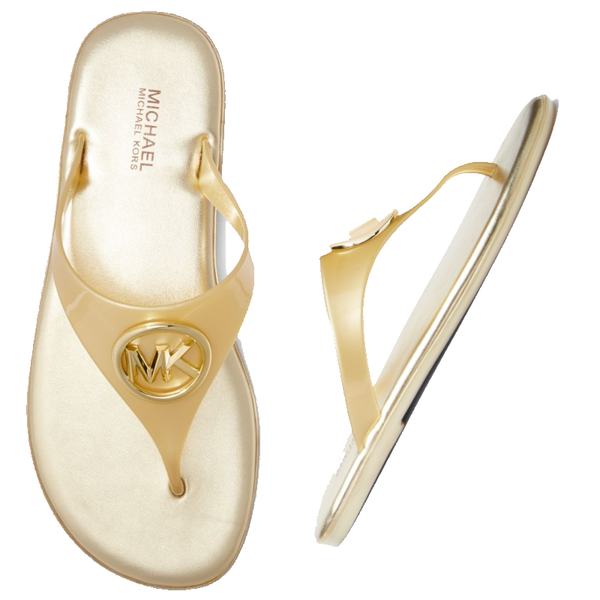 MICHAEL KORS CARMEN METALLIC PVC JELLY SANDAL IN PALE GOLD SZ 7