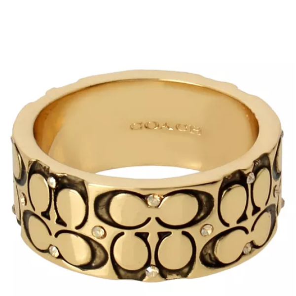 COACH SIGNATURE QUILTED BAND RING GOLDEN SHADOW/GOLD 37341908GLD