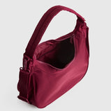 NERE NYLON MEDIUM HOBO SHOULDER CROSSBODY BAG MAROON