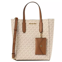 MICHAEL KORS OUTLET VINCENT SMALL SIGNATURE LOGO CONVERTIBLE TOTE BAG WITH CARD CASE VANILLA 35F4G2VT1B