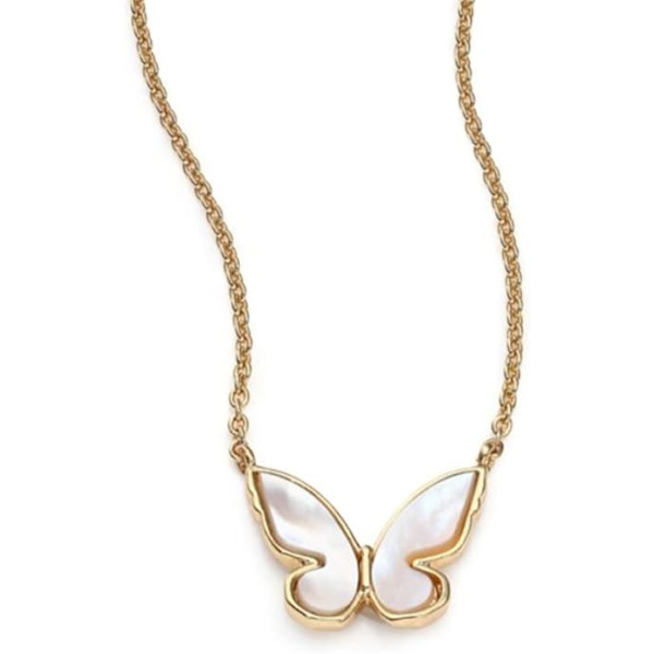 KATE SPADE BOXED ALL A FLUTTER MOTHER-OF-PEARL MINI PENDANT NECKLACE O0RU1386