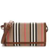 BURBERRY HANNAH ICON STRIPE ARCHIVE TAN E-CANVAS LEATHER WALLET CROSSBODY BAG 80730741