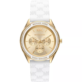 MICHAEL KORS BOXED OVERSIZED JESSA GOLD-TONE AND EMBOSSED SILICONE WATCH MK7267