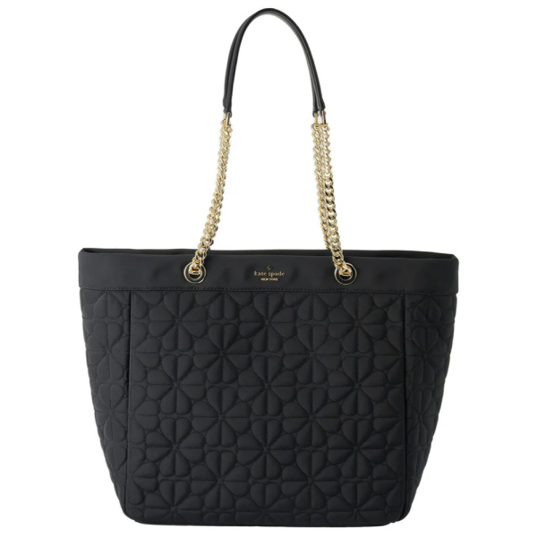 KATE SPADE SPADE FLOWER QUILTED FABRIC XL TOTE BLACK KK074