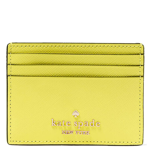 KATE SPADE MADISON SAFFIANO LEATHER SMALL SLIM CARD HOLDER IN LIME SLICE KC582
