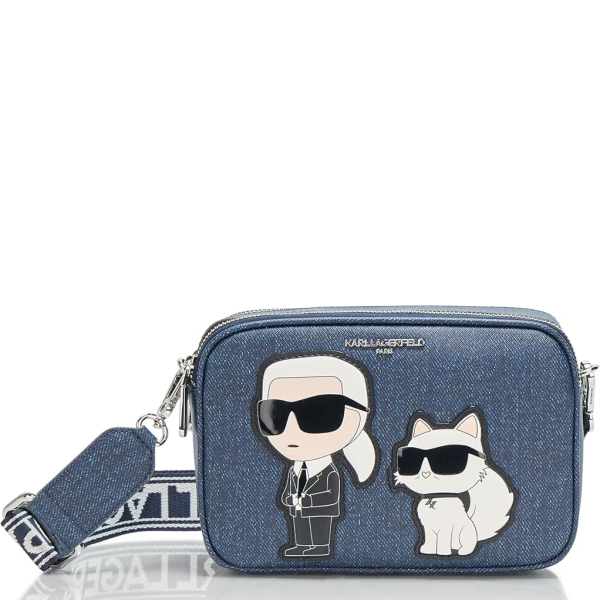 KARL LAGERFELD PARIS MAYBELLE CROSSBODY BAG, DENIM