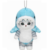 MOFUSAND JAPAN PLUSH KEYCHAIN NEKO MASCOT WHALE SHARK NYAN VER. MOFUSAND MARINE LIFE