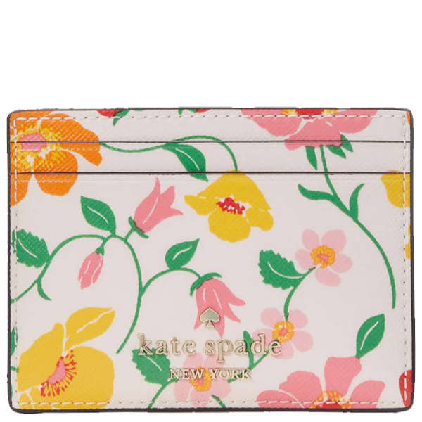 KATE SPADE MADISON STRAWBERRY GARDEN SMALL SLIM CARD HOLDER PINK MULTI KG628