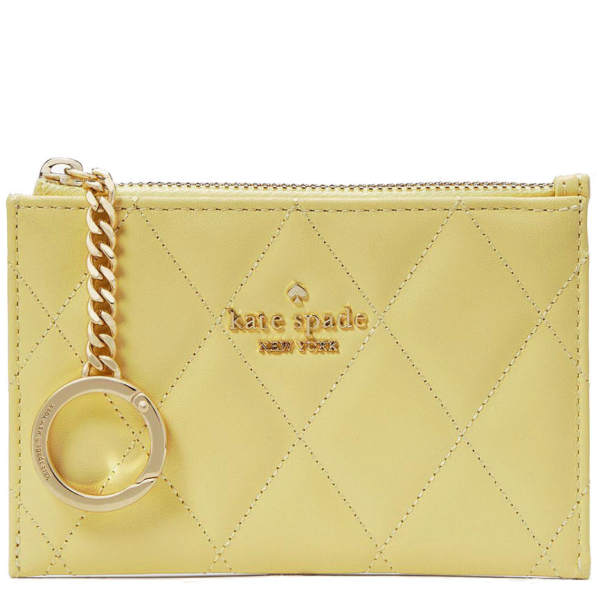 KATE SPADE CAREY SMOOTH QUILTED SMALL CARD HOLDER BUTTER YELLOW KG426