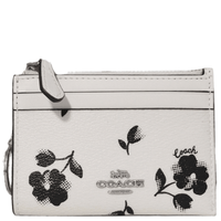 COACH MINI SKINNY ID CASE WITH FLOWER FLORAL PRINT CP346 SILVER/CHALK MULTI