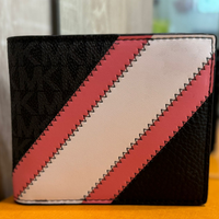 MICHAEL KORS COOPER LOGO AND STRIPED BILLFOD WALLET 36R3LCOF3U PINK