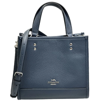 COACH DEMPSEY TOTE 22 CO971 SILVER/DENIM BLUE FULL LEATHER