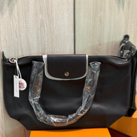 LONGCHAMP LE PLIAGE XTRA SHOPPING BAG MEDIUM  FULL LEATHER BLACK L2605 897 001 2605 FULL LEATHER