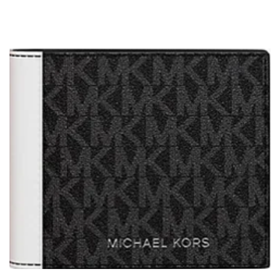 MICHAEL KORS COOPER SIGNATURE LOGO BILLFOLD WITH PASSCASE WALLET IN BRIGHT WHITE 36S5LCOF2B
