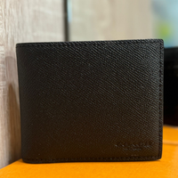 COACH 3-IN-1 WALLET IN BLACK CROSSGRAIN LEATHER C6331 F59112