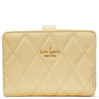 KATE SPADE CAREY SMOOTH QUILTED LEATHER MEDIUM COMPACT BIFOLD WALLET IN BUTTER KG424