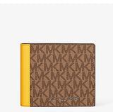 MICHAEL KORS COOPER SIGNATURE LOGO BILLFOLD WITH PASSCASE WALLET IN DAISY YELLOW 36S5LCOF2B