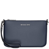 MICHAEL KORS JET SET SMALL PEBBLED LEATHER CONVERTIBLE WRISTLET 35S5STVW5L NAVY