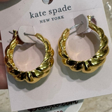 KATE SPADE NEW YORK GOLD TONE 'FRENCH TWIST' BASKET HOOP EARRINGS KG843