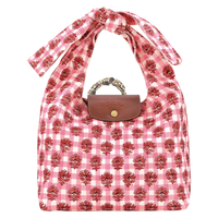 LONGCHAMP LE PLIAGE LARGE GINGHAM SHOULDER BAG, BLUR RED 10303 HGG 633 BLUSH