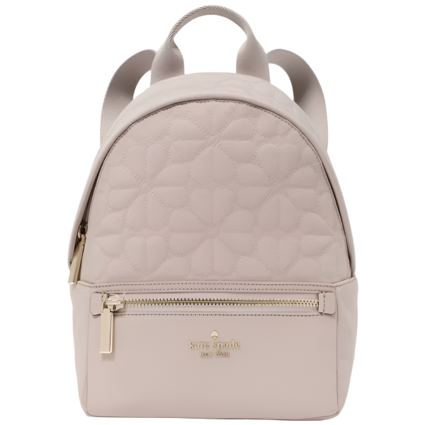 KATE SPADE NEW YORK SPADE FLOWER QUILTED NYLON SMALL BACKPACK KK158 COZY GREY