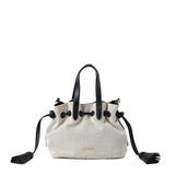 MARCS CROSSBODY BUCKET BAG DENIM DRAWSTRING LIGHT GREY