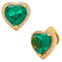 KATE SPADE NEW YORK MY LOVE PAVÉ HEART STUDS IN EMERALD KA680