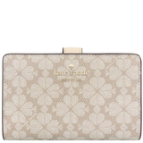 KATE SPADE FLOWER FLORAL PVC MEDIUM COMPACT BIFOLD WALLET DARK BEIGE MULTI KG488