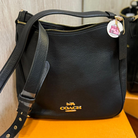 COACH ELLIE FILE CEOSSBODY BAG BLACK C1648 FULL LEATHER