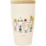 MOFUSAND JAPAN BOX STAINLESS STEEL WITH WOODEN LID 350ML CAT PARFAIT, BEIGE