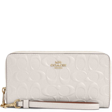 COACH WOMEN'S BOXED LONG ZIP AROUND WALLET WITH SIGNATURE LEATHER LOGO DEBOSSING IN IM/CHALK CT921